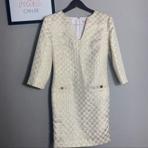 Lilly Pulitzer McLane Gold Metallic and cream shift dress 2